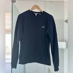 Lacoste Men's Navy Crewneck Sweatshirt with Green Croc Logo